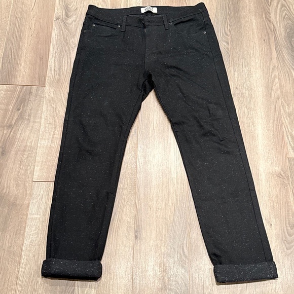 Naked and Famous raw denim in black w marled white dots, size 34 - Picture 1 of 9